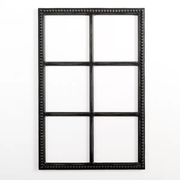 Wall Plaques-Kirkland's Home Wood Beaded 6-Pane Window Wall Plaque Black