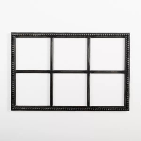 Wall Plaques-Kirkland's Home Wood Beaded 6-Pane Window Wall Plaque Black