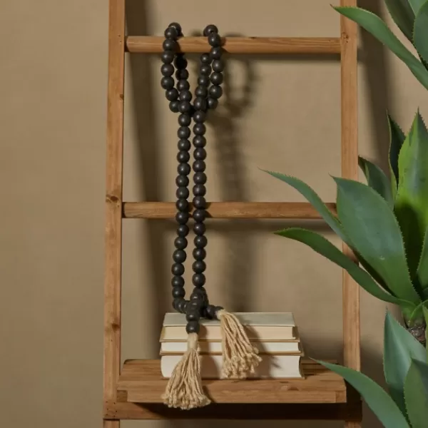 Decorative Accents-Kirkland's Home Wood Beaded Tassel Garland Black