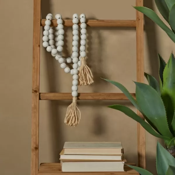 Decorative Accents-Kirkland's Home Wood Beaded Tassel Garland White