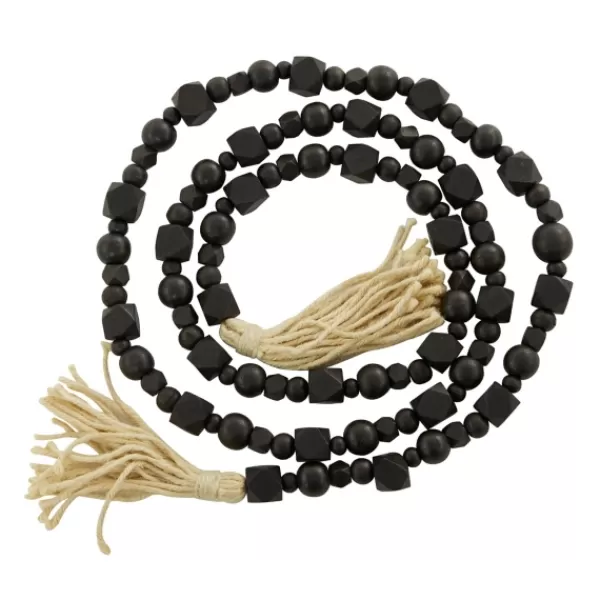 Decorative Accents-Kirkland's Home Wood Beads Cream Tassel Garland Black