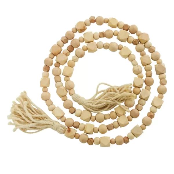 Decorative Accents-Kirkland's Home Wood Beads Cream Tassel Garland Brown