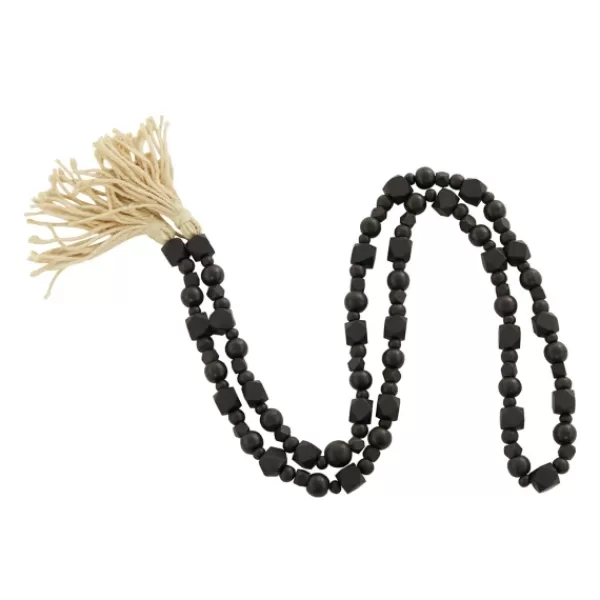 Decorative Accents-Kirkland's Home Wood Beads Cream Tassel Garland Black