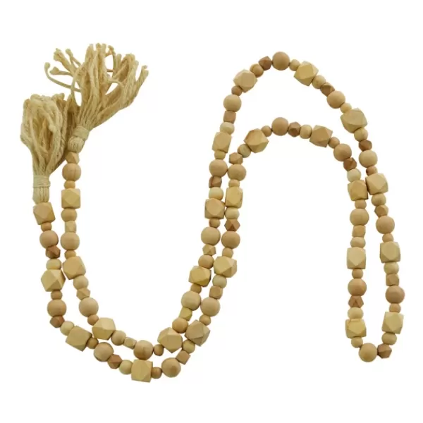 Decorative Accents-Kirkland's Home Wood Beads Cream Tassel Garland Brown