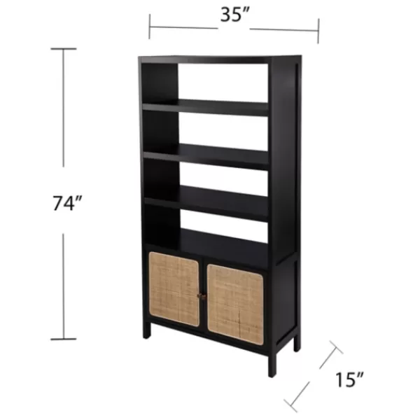 Bookshelves-Kirkland's Home Wood Cane Doors Bookshelf Black