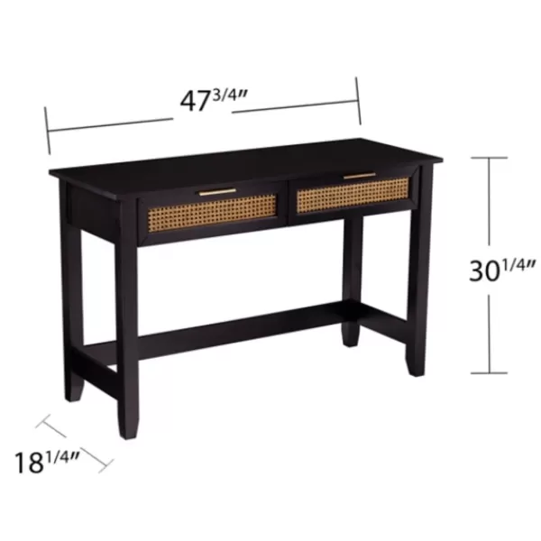 Console Tables-Kirkland's Home Wood Cane Drawers Console Table Black