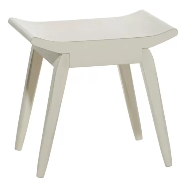 Benches & Ottomans-Kirkland's Home Wood Curved Seat Stool White