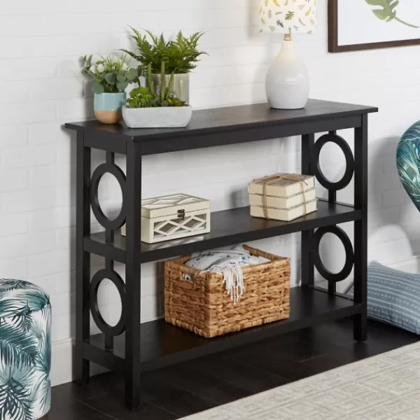 Bookshelves-Kirkland's Home Wood Cut-Out Circles Bookcase Black