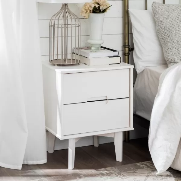 Nightstands-Kirkland's Home Wood Cut-Out Handle Nightstand White