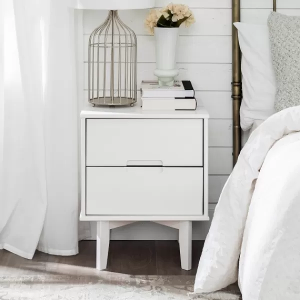 Nightstands-Kirkland's Home Wood Cut-Out Handle Nightstand White