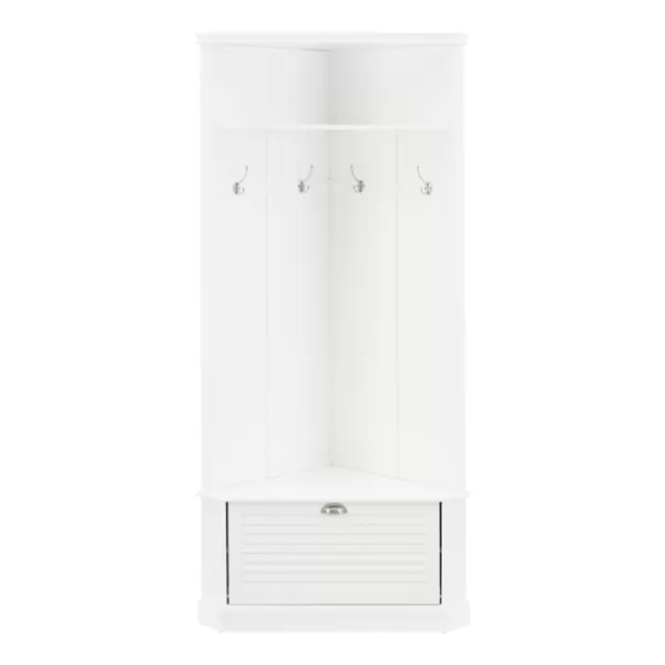 Entryway Furniture-Kirkland's Home Wood Drop Door Corner Hall Tree White