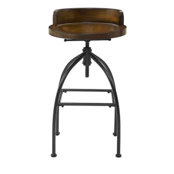 Bar Stools & Counter Height Stools-Kirkland's Home Wood Edgar Industrial Adjustable Stool Brown