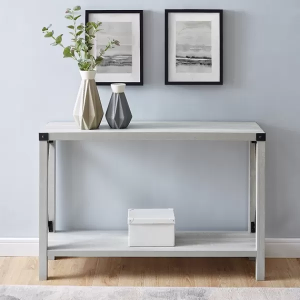 Entryway Furniture-Kirkland's Home Wood Farmhouse Console Table Gray