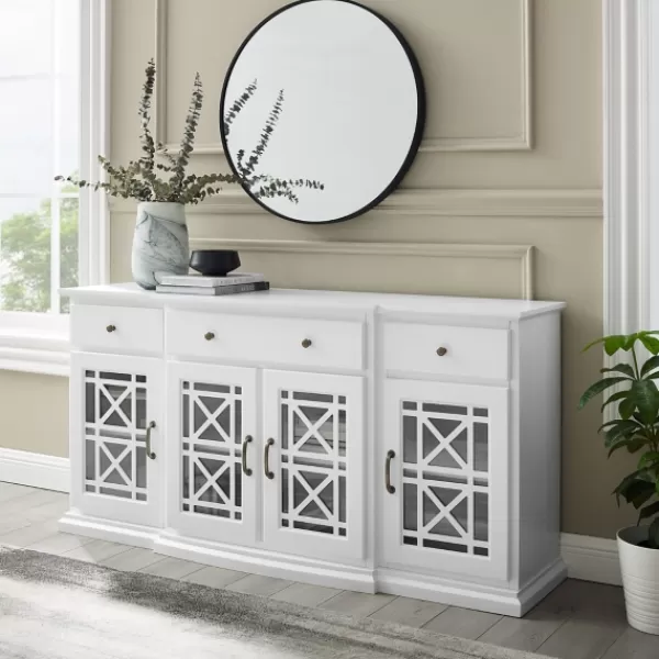 Cabinets & Sideboards-Kirkland's Home Wood Fretwork Sideboard White