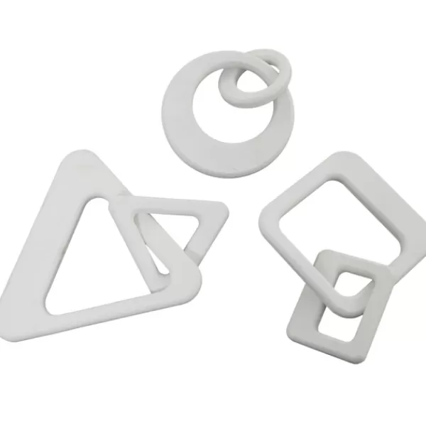 Statues & Figurines-Kirkland's Home Wood Geometric Chain Sculptures, Set Of 3 White