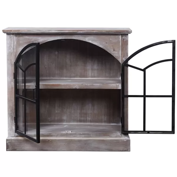 Cabinets & Sideboards-Kirkland's Home Wood Glass Arched Doors Cabinet Gray