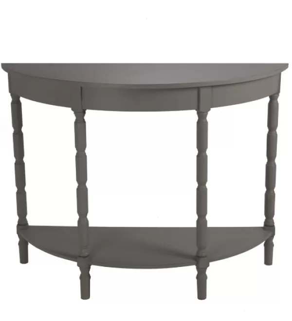 Console Tables-Kirkland's Home Wood Half Moon Console Table Gray