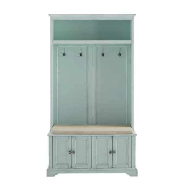 Entryway Furniture-Kirkland's Home Wood Hall Tree With Cushioned Bench Blue