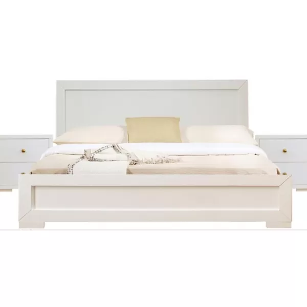 Beds & Headboards-Kirkland's Home Wood King Platform Bed And 2-Nightstand Set White