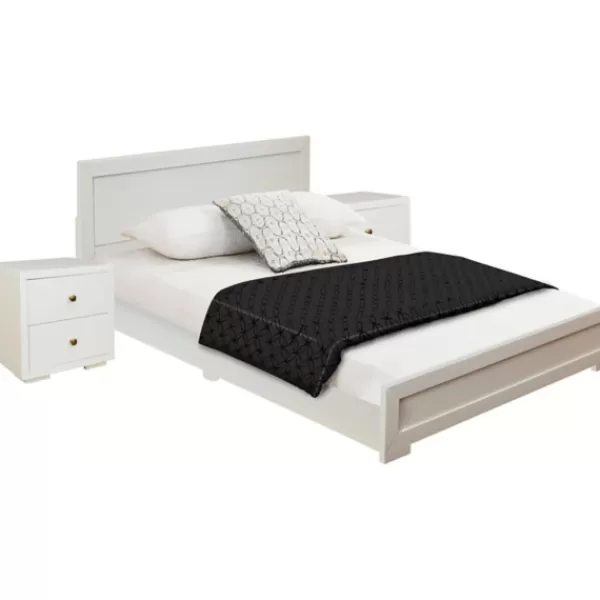 Beds & Headboards-Kirkland's Home Wood King Platform Bed And 2-Nightstand Set White