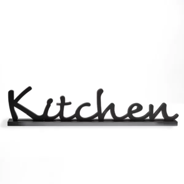 Statues & Figurines-Kirkland's Home Wood Kitchen Tabletop Sign Black