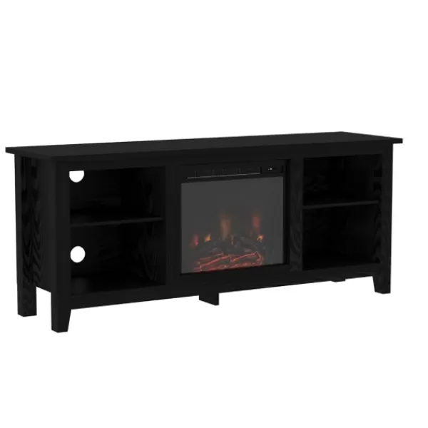 Tv Stands & Media Consoles-Kirkland's Home Wood Led Fireplace Media Cabinet Black