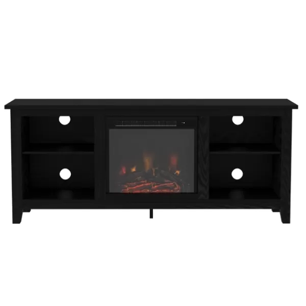 Tv Stands & Media Consoles-Kirkland's Home Wood Led Fireplace Media Cabinet Black