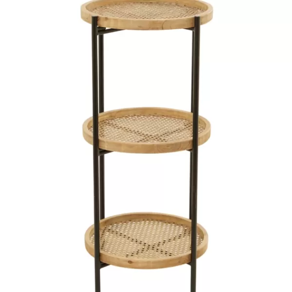 Accent & End Tables-Kirkland's Home Wood Mesh Woven 3-Tier Accent Table Brown