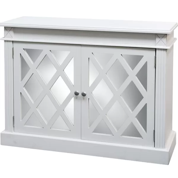 Cabinets & Sideboards-Kirkland's Home Wood Mirrored 2-Door Cabinet White