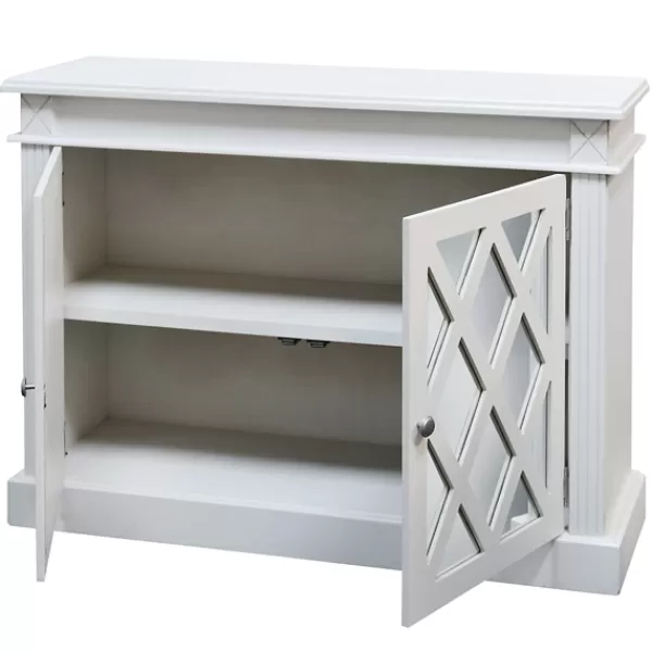 Cabinets & Sideboards-Kirkland's Home Wood Mirrored 2-Door Cabinet White