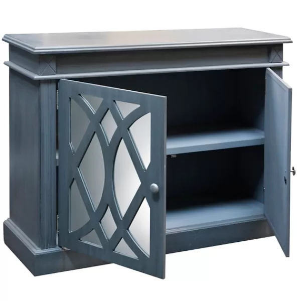 Cabinets & Sideboards-Kirkland's Home Wood Mirrored 2-Door Cabinet Blue