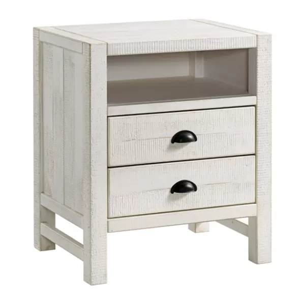 Nightstands-Kirkland's Home Wood Open Shelf Nightstand White