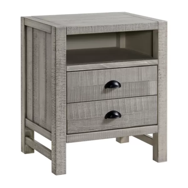 Nightstands-Kirkland's Home Wood Open Shelf Nightstand Gray