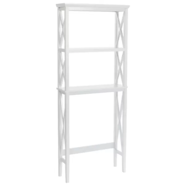 Bathroom Furniture-Kirkland's Home Wood Over-Toilet 3-Tier Shelf White