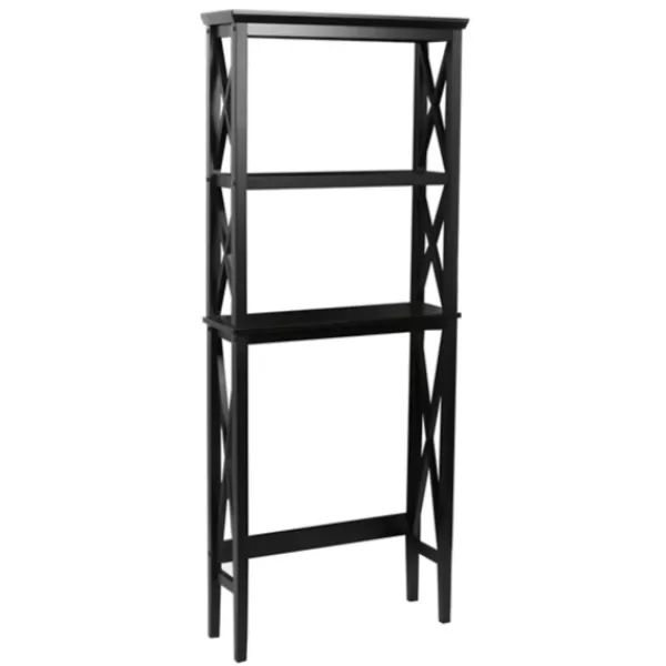 Bathroom Furniture-Kirkland's Home Wood Over-Toilet 3-Tier Shelf Black