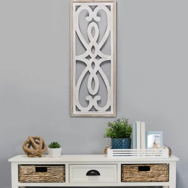 Wall Plaques-Kirkland's Home Wood Panel Scroll Wall Plaque White