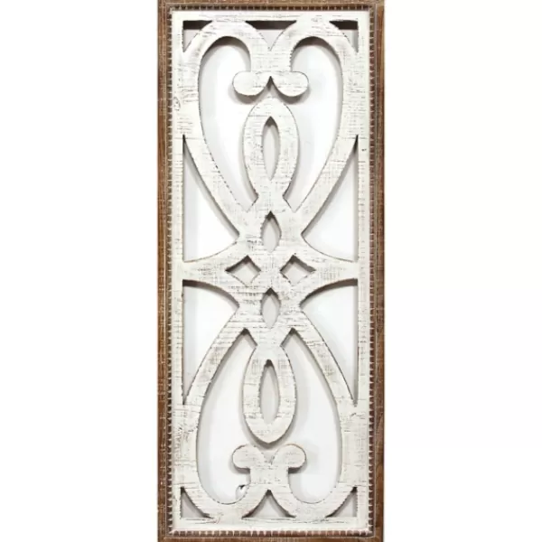 Wall Plaques-Kirkland's Home Wood Panel Scroll Wall Plaque White