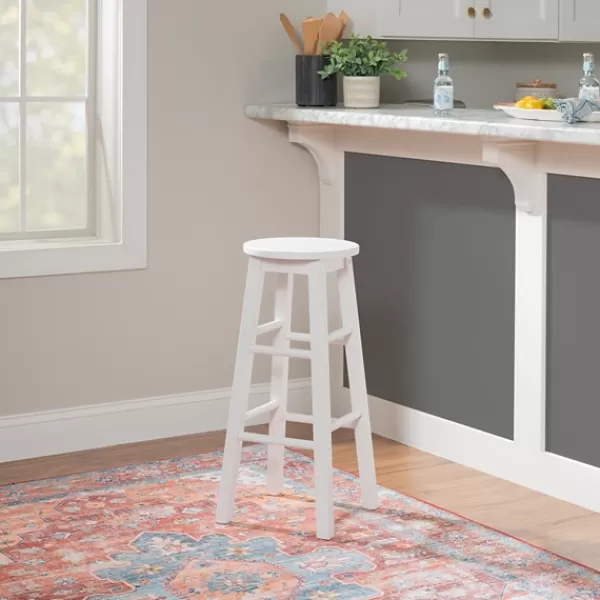 Bar Stools & Counter Height Stools-Kirkland's Home Wood Pub Classic Backless Bar Stool White