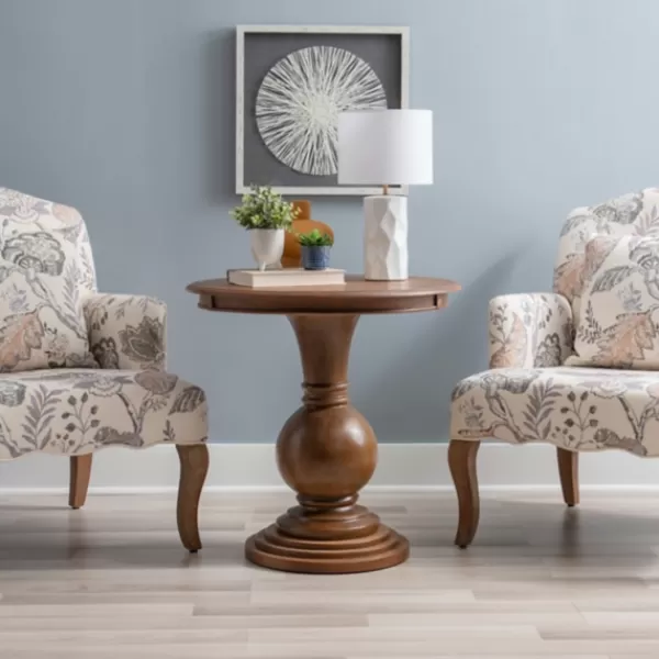 Accent & End Tables-Kirkland's Home Wood Round Base Side Table Brown