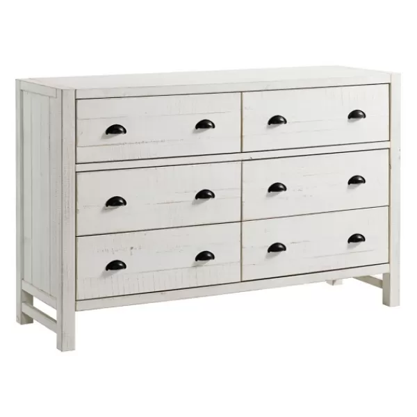 Dressers & Chests-Kirkland's Home Wood Rustic 6-Drawer Chest White