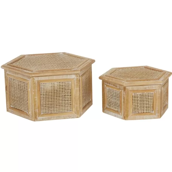 Baskets & Boxes-Kirkland's Home Wood Screen Panel Boxes, Set Of 2 Brown