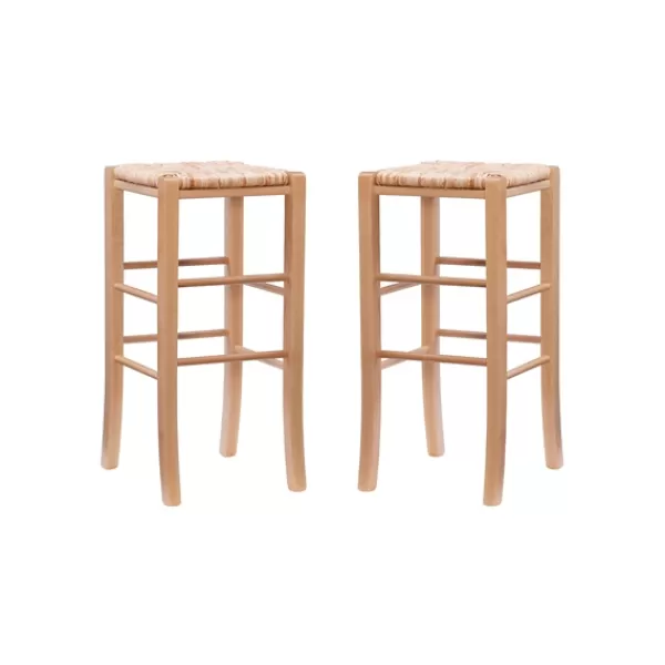 Bar Stools & Counter Height Stools-Kirkland's Home Wood Seagrass Backless 2-Pc. Bar Stool Set Tan