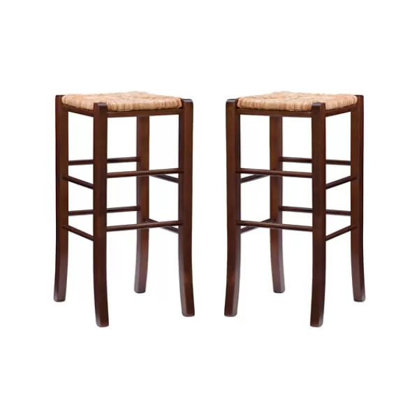 Bar Stools & Counter Height Stools-Kirkland's Home Wood Seagrass Backless 2-Pc. Bar Stool Set Brown