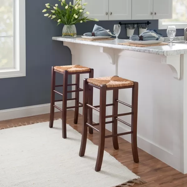 Bar Stools & Counter Height Stools-Kirkland's Home Wood Seagrass Backless 2-Pc. Bar Stool Set Brown