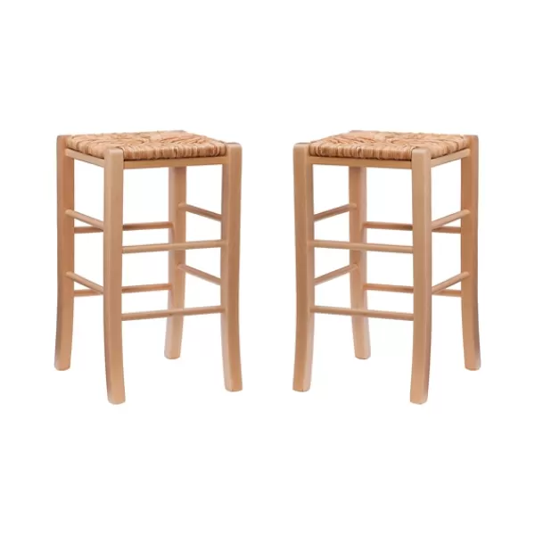 Bar Stools & Counter Height Stools-Kirkland's Home Wood Seagrass Backless 2-Pc. Counter Stool Set Tan