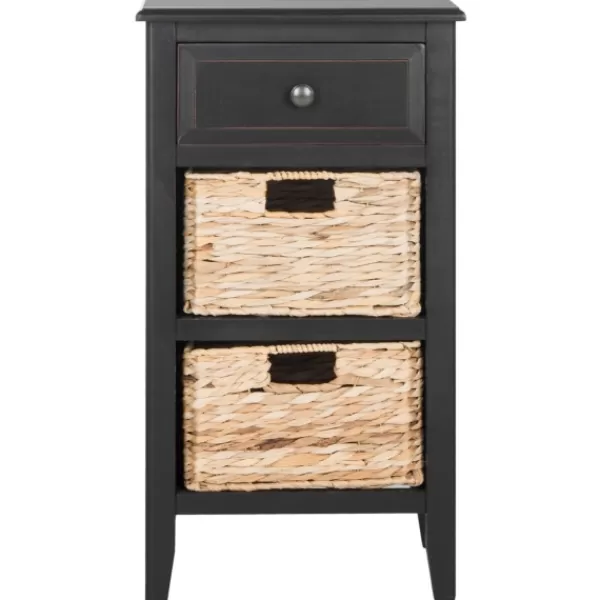 Accent & End Tables-Kirkland's Home Wood Side Table With Baskets Black