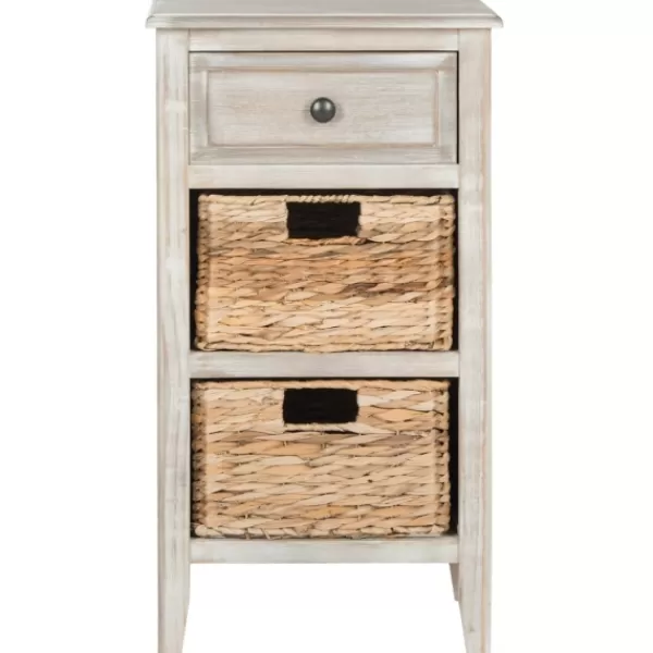 Accent & End Tables-Kirkland's Home Wood Side Table With Baskets Gray