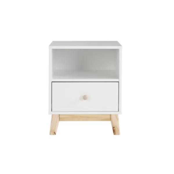 Nightstands-Kirkland's Home Wood Single Drawer Footed Nightstand White