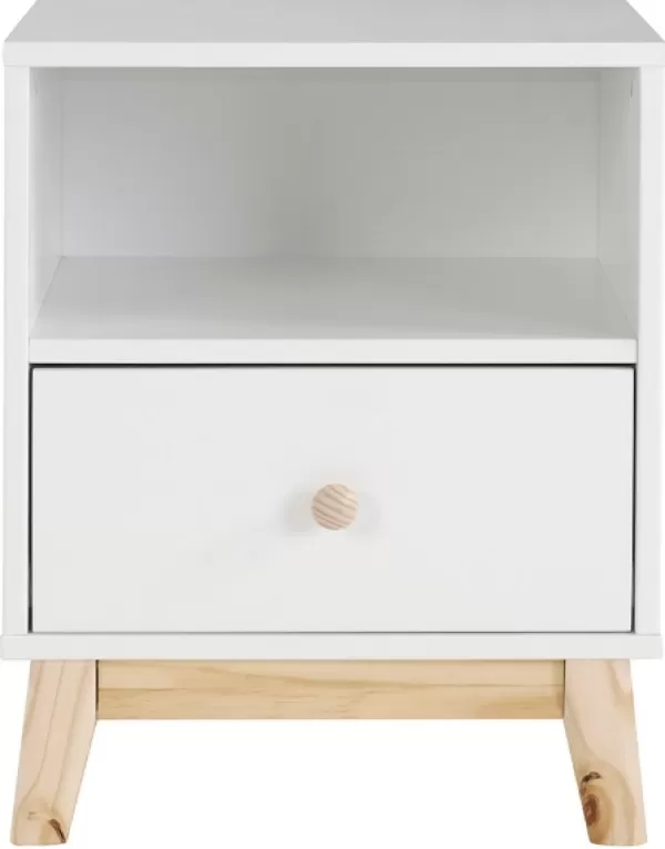 Nightstands-Kirkland's Home Wood Single Drawer Footed Nightstand White