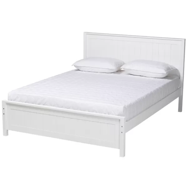 Beds & Headboards-Kirkland's Home Wood Slatted Full Bed Frame White